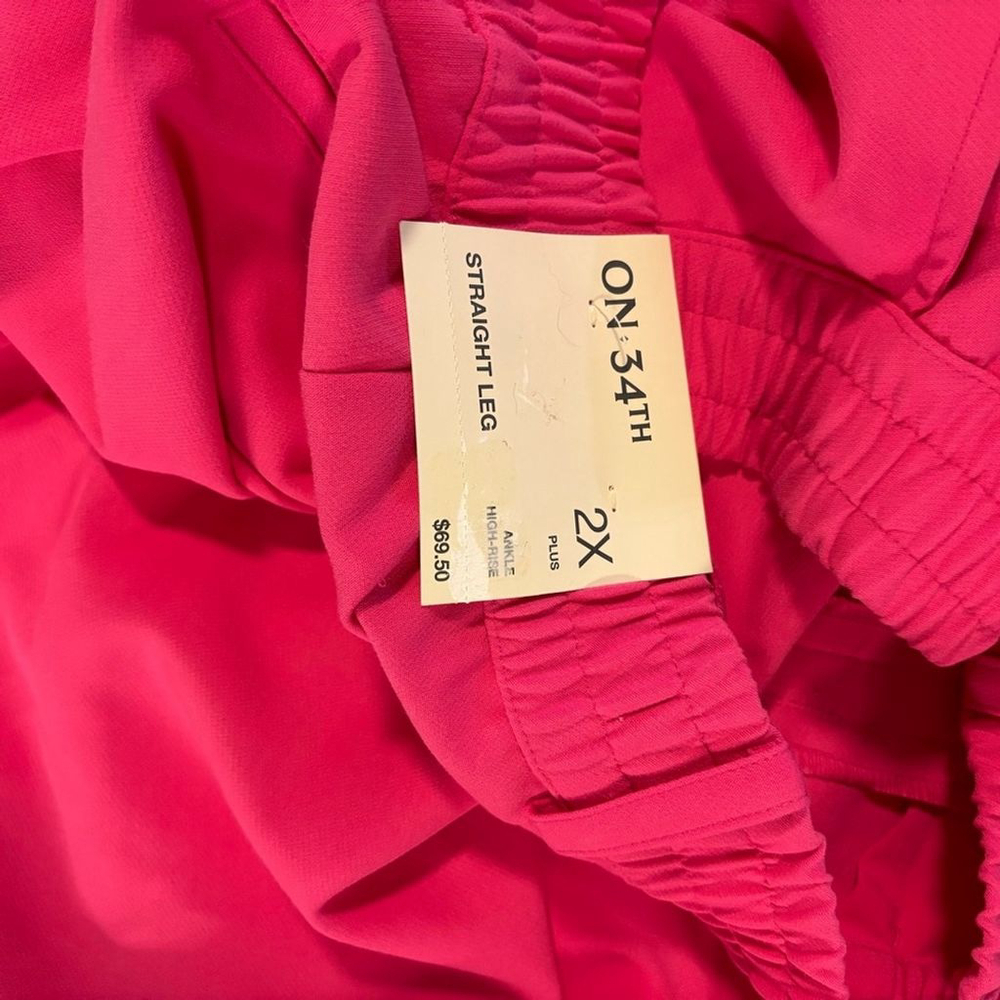 On 34th Plus Size Hot Pink Solid Double Weave Ankle Dress Pants NWT - Picture 8 of 9